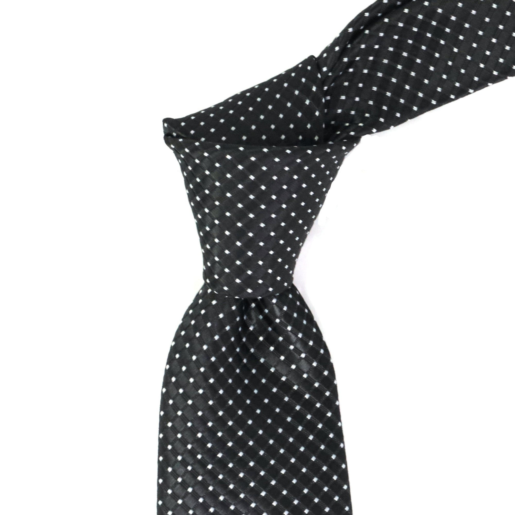 Orotie textured with Small Dots Tie in Black-Neckties-Orobianco L'unique-Cufflinks.com.sg