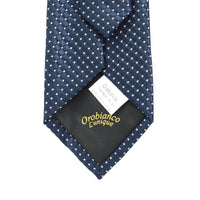 Orotie textured with Small Dots Tie in Dark Blue-Neckties-Orobianco-Cufflinks.com.sg