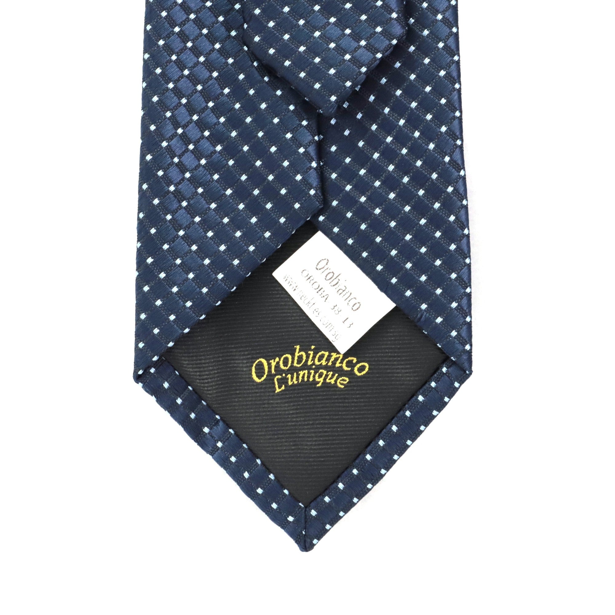Orotie textured with Small Dots Tie in Dark Blue-Neckties-Orobianco-Cufflinks.com.sg