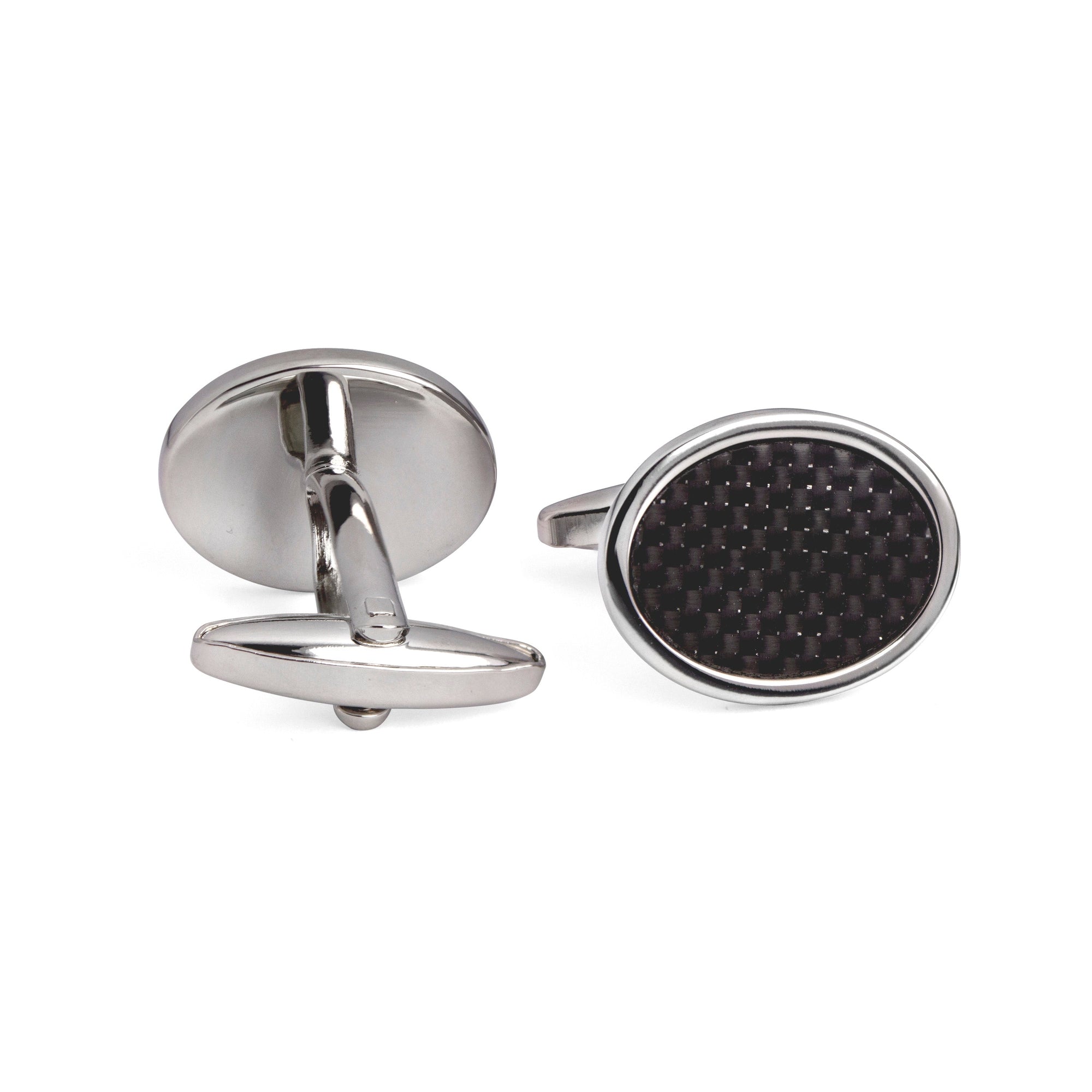 Oval Black Carbon Fibre Cufflinks Marzthomson Cufflink-Cufflinks.com.sg