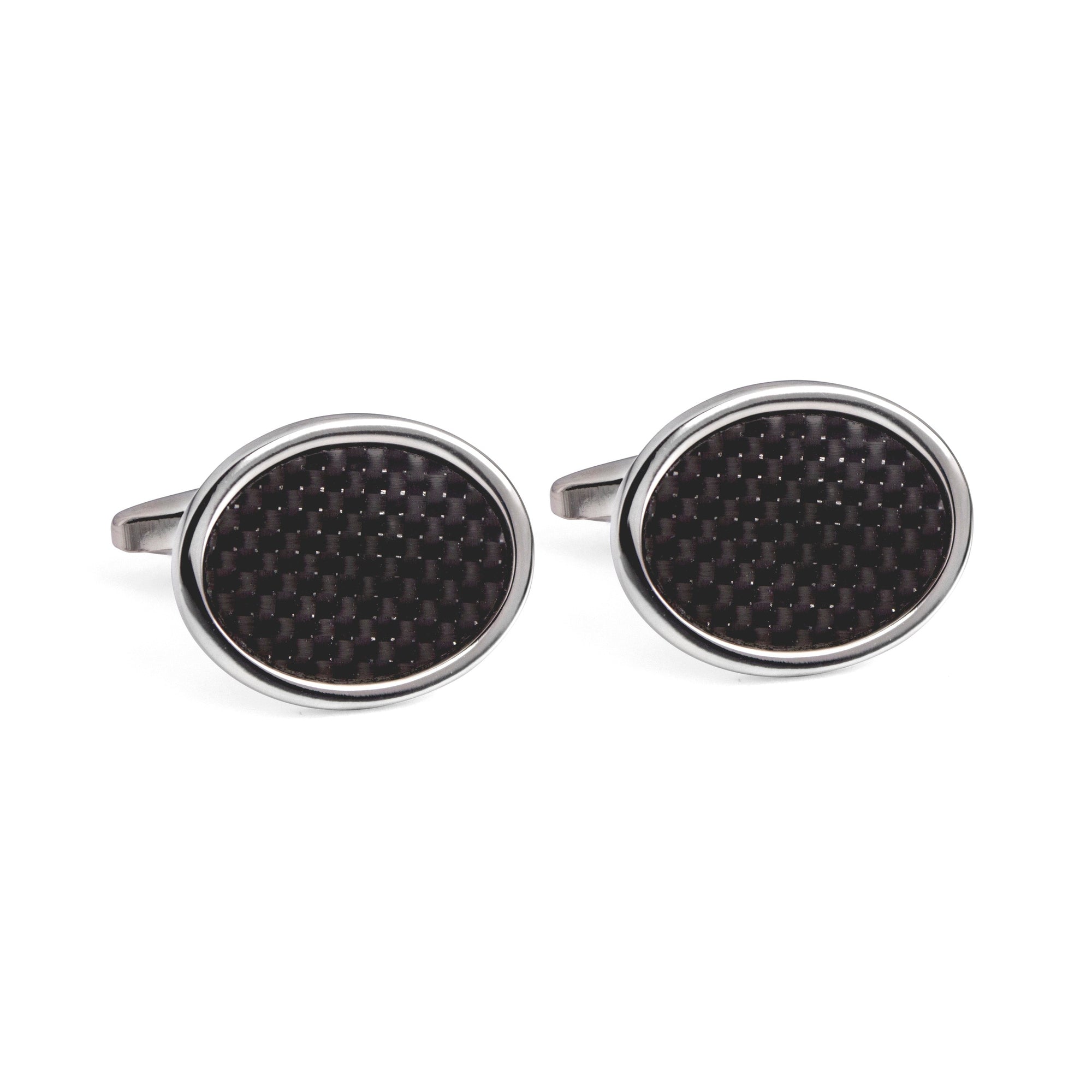 Oval Black Carbon Fibre Cufflinks Marzthomson Cufflink-Cufflinks.com.sg