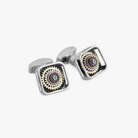 Pagoda Gear Cufflinks with Rhodium Finish-Cufflinks-Tateossian-Cufflinks.com.sg