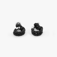 Pelle Wrap Around cufflinks in navy leather with rhodium finish-Cufflinks.com.sg