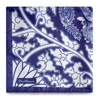 Peranakan Floral Print Pocket Square-Pocket Squares-MarZthomson-Blue-Cufflinks.com.sg