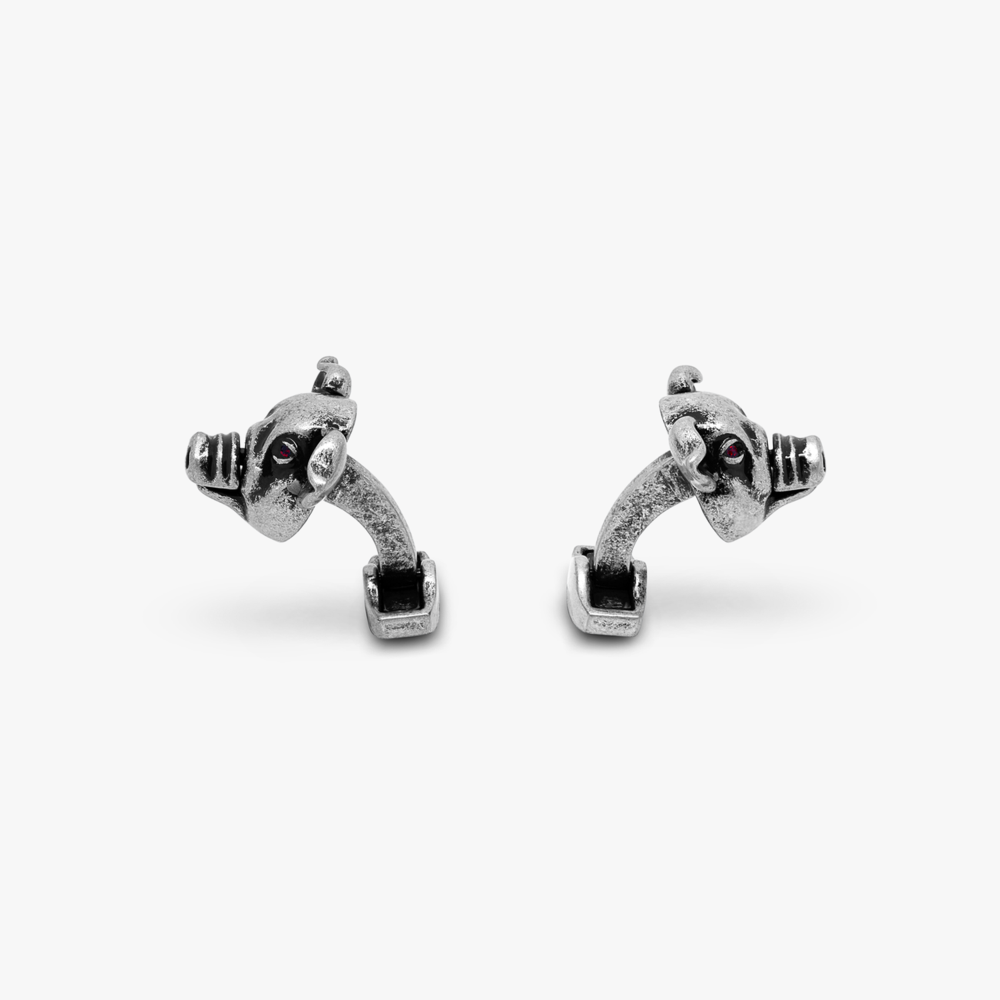 Pig mechanical cufflinks with red Swarovski elements-Cufflinks.com.sg