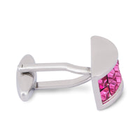 Pink Crystal D-Shaped Cufflinks-Crystal Cufflinks-MarZthomson-Cufflinks.com.sg