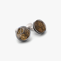 Resin Gear cufflinks in Clear with Rhodium Finish-Cufflinks.com.sg
