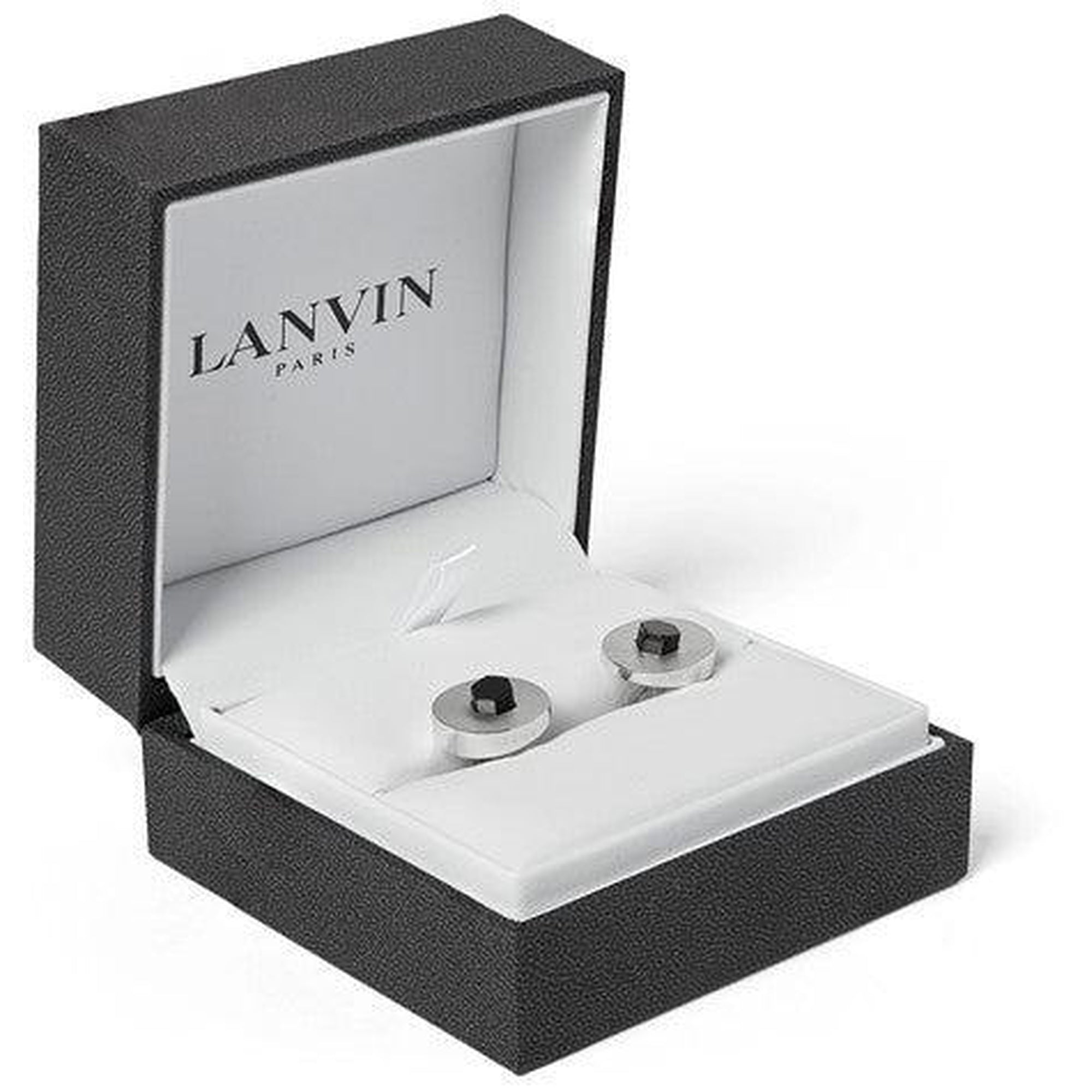 Rhodium-Plated Onyx Cufflinks-Cufflinks.com.sg