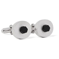 Rhodium-Plated Onyx Cufflinks-Cufflinks.com.sg