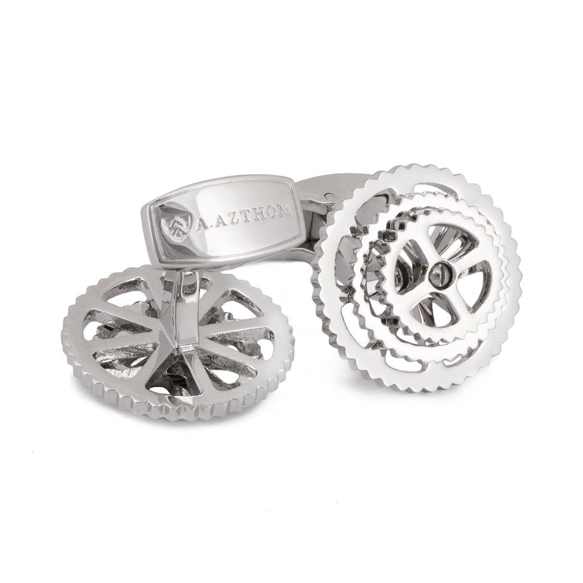 Rotatable Silver Bike Gear Cufflinks-Cufflinks.com.sg