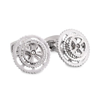 Rotatable Silver Bike Gear Cufflinks-Cufflinks.com.sg