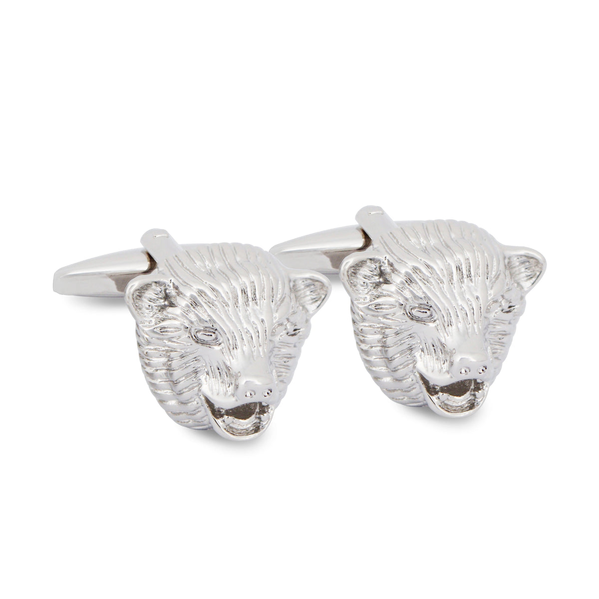 Silver Bear Head Cufflinks-Cufflinks.com.sg