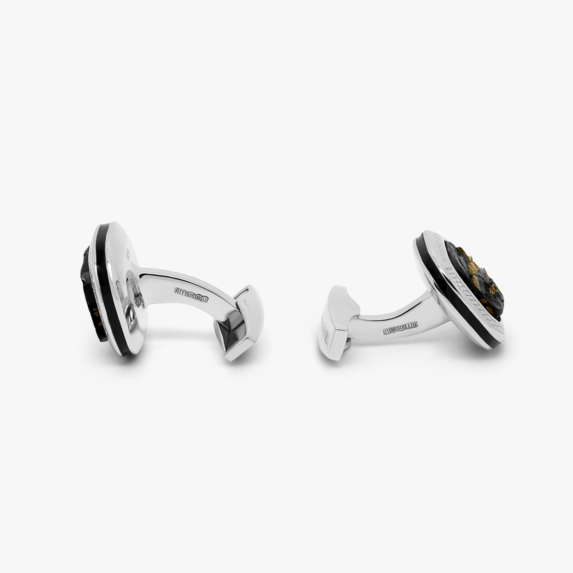 Slate Pyrite stud set in sterling silver-Cufflinks.com.sg