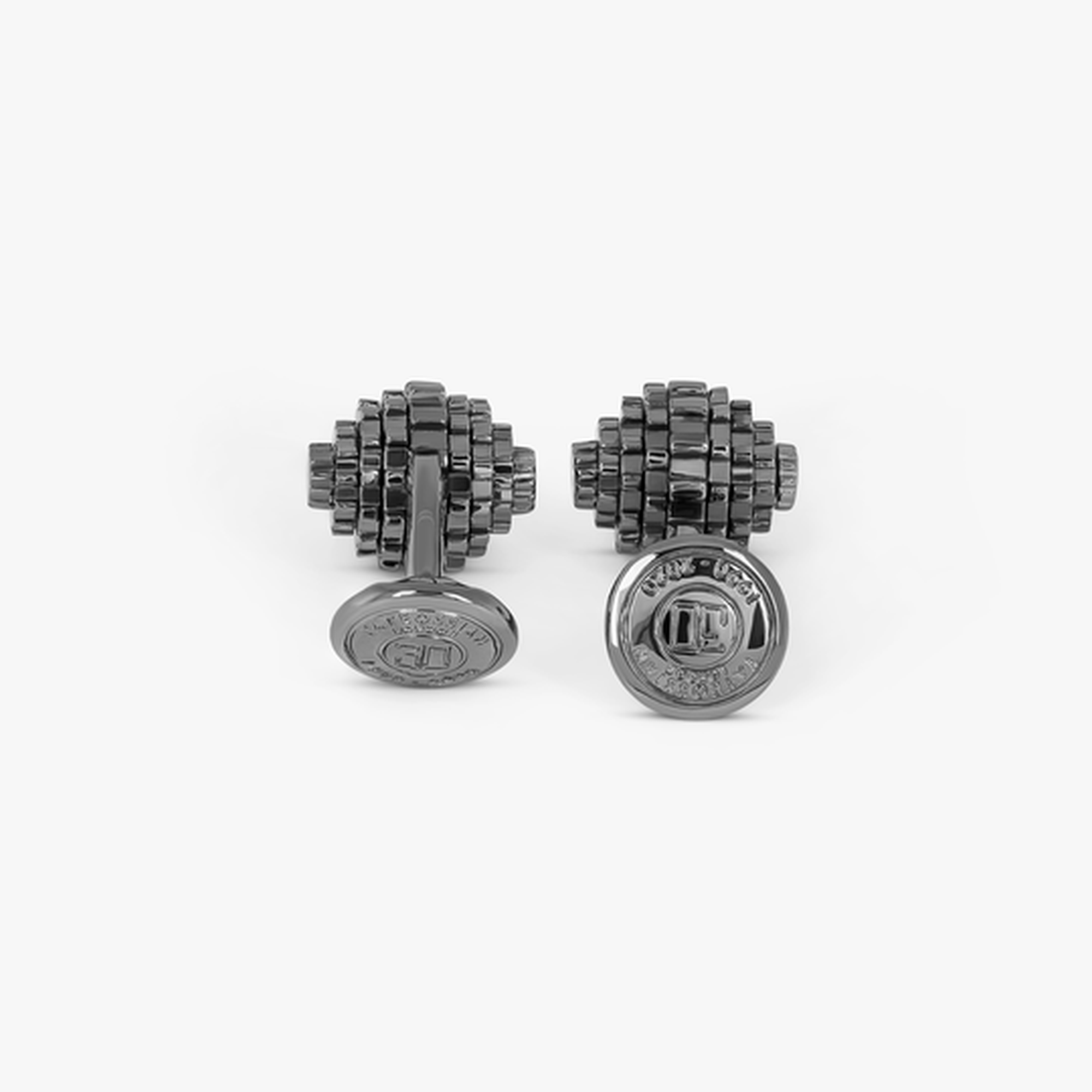 Sphere Gear cufflinks in gunmetal stainless steel Dark Grey - Tateossian-Cufflinks.com.sg