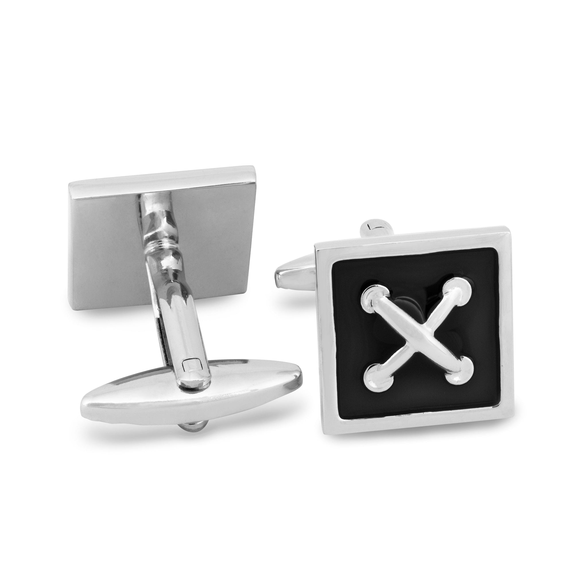 Square Button Cufflinks in Black-Classic Cufflinks-MarZthomson-Cufflinks.com.sg
