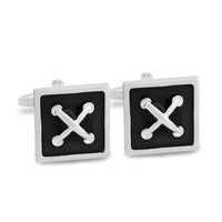 Square Button Cufflinks in Black-Classic Cufflinks-MarZthomson-Cufflinks.com.sg