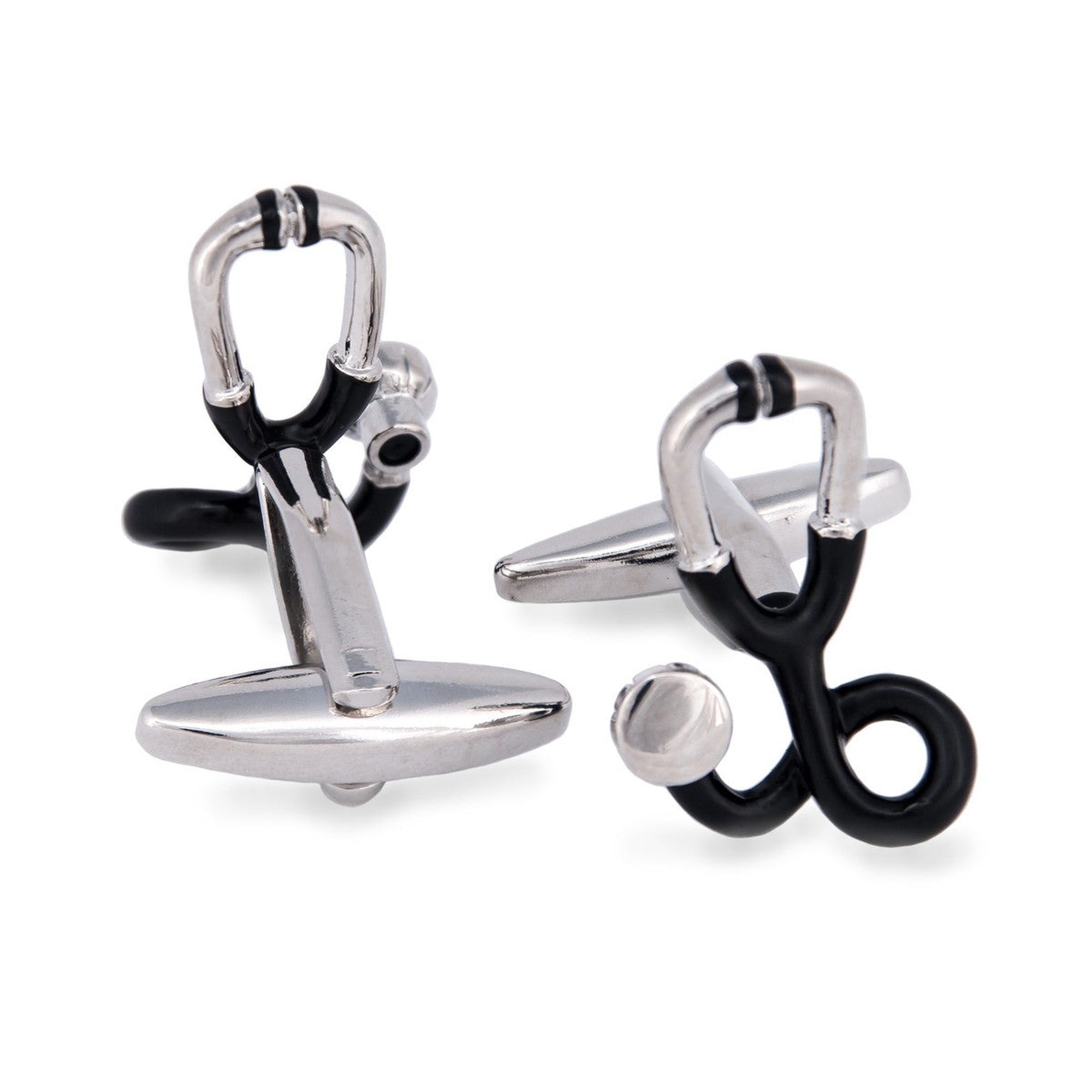 Stethoscope in Black Cufflinks-Novelty Cufflinks-MarZthomson-Cufflinks.com.sg