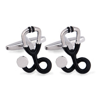 Stethoscope in Black Cufflinks-Novelty Cufflinks-MarZthomson-Cufflinks.com.sg