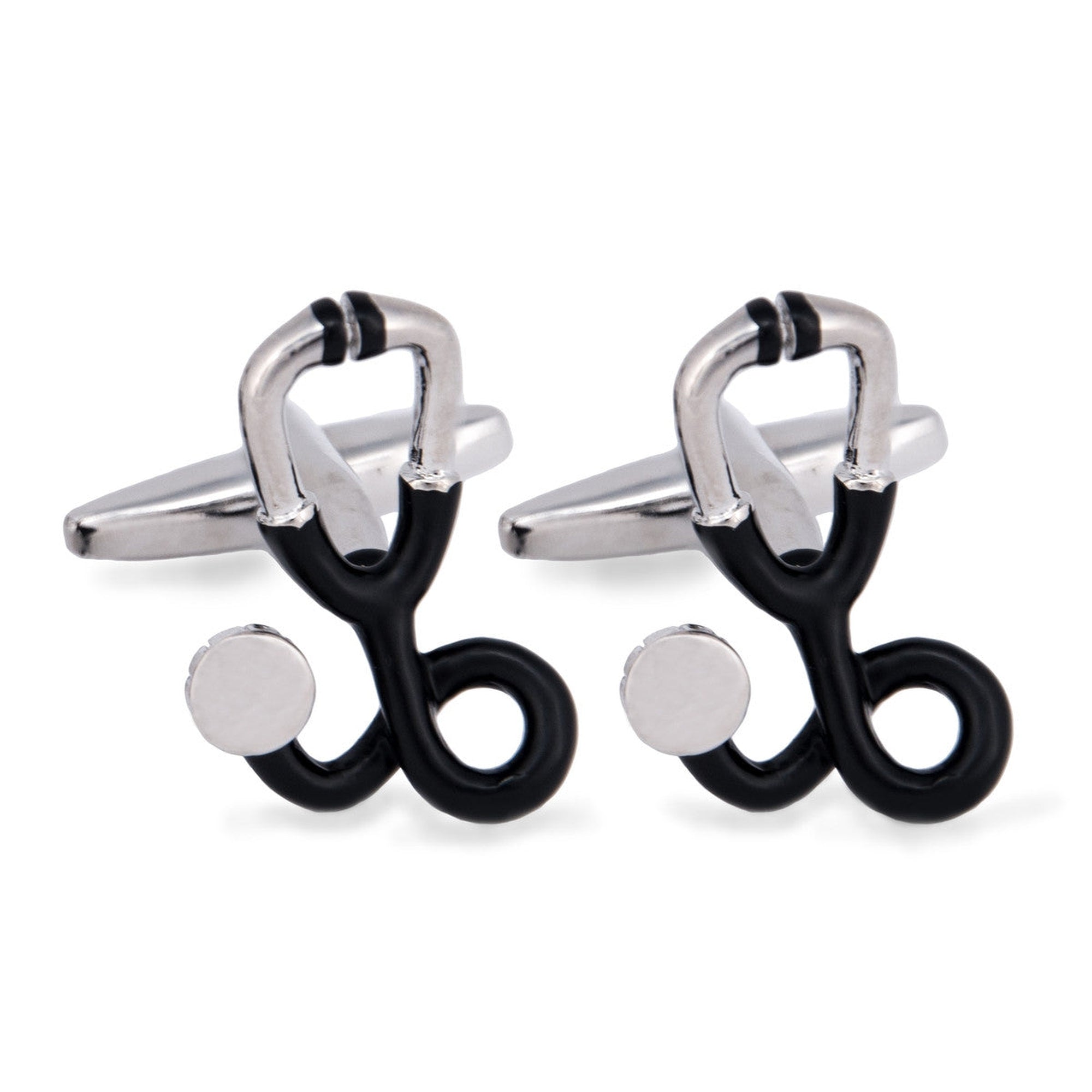 Stethoscope in Black Cufflinks-Novelty Cufflinks-MarZthomson-Cufflinks.com.sg