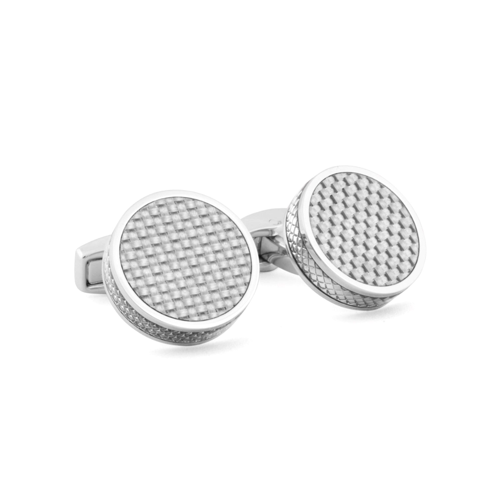 Tablet Cufflinks with Grey Carbon Fibre-Classic Cufflinks-Tateossian-Cufflinks.com.sg