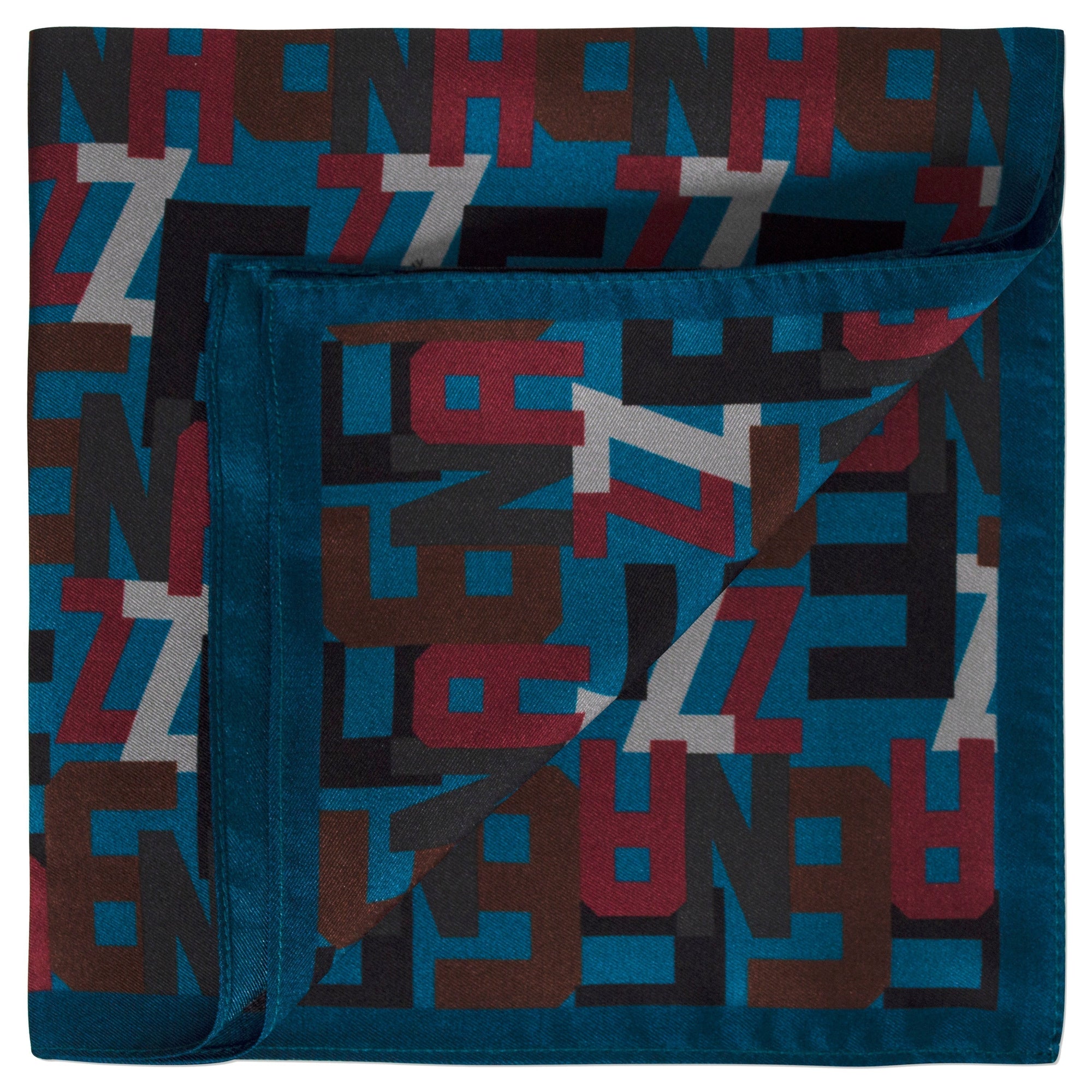 Zegna Logo Pocket Square in Teal-Pocket Squares-Ermenegildo Zegna-Cufflinks.com.sg