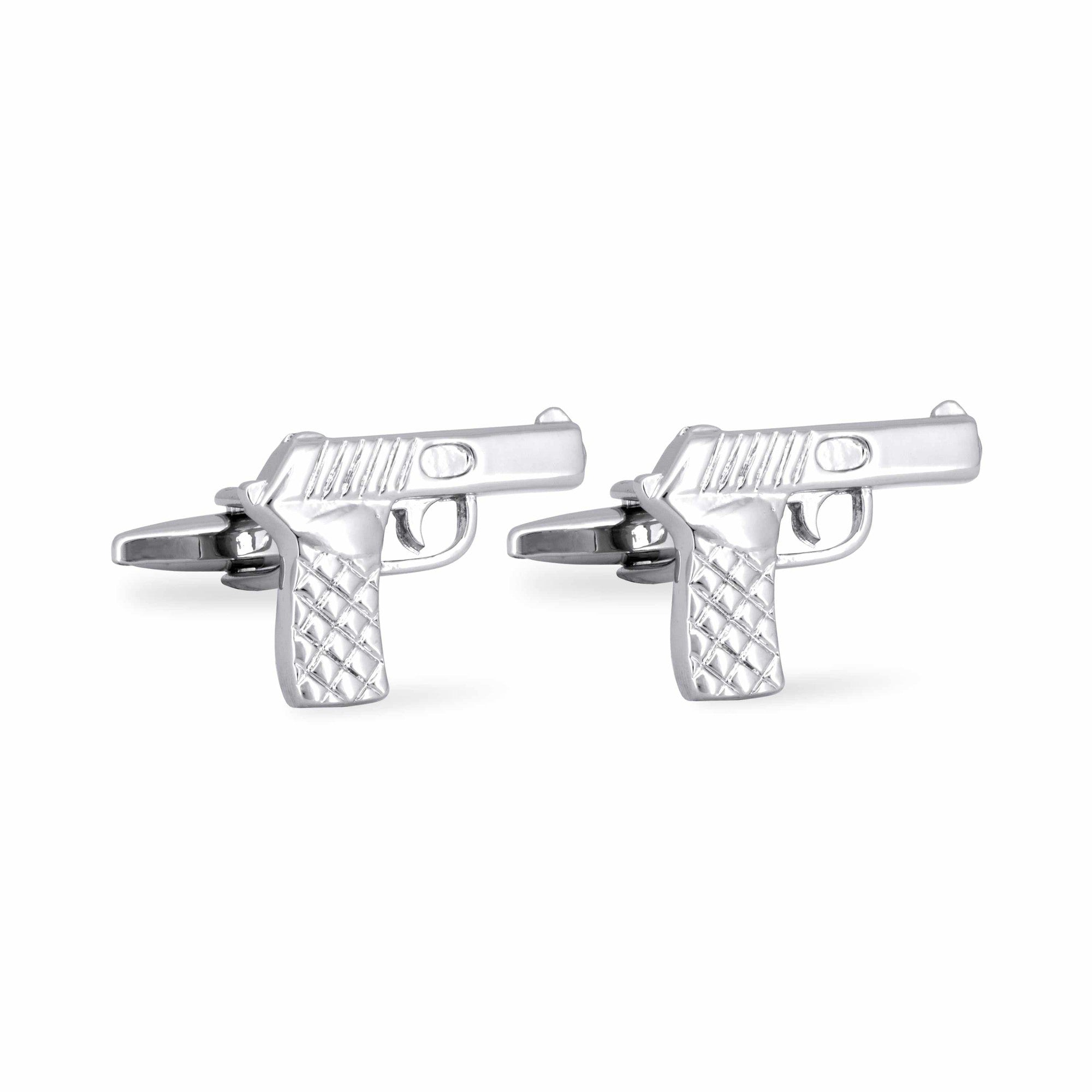 Pistol Gun Silver Cufflinks-Cufflinks.com.sg