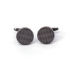 check Flag laser Round Cufflinks in Gunmetal   (Online Exclusive)