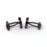 check Flag laser Round Cufflinks in Gunmetal   (Online Exclusive)