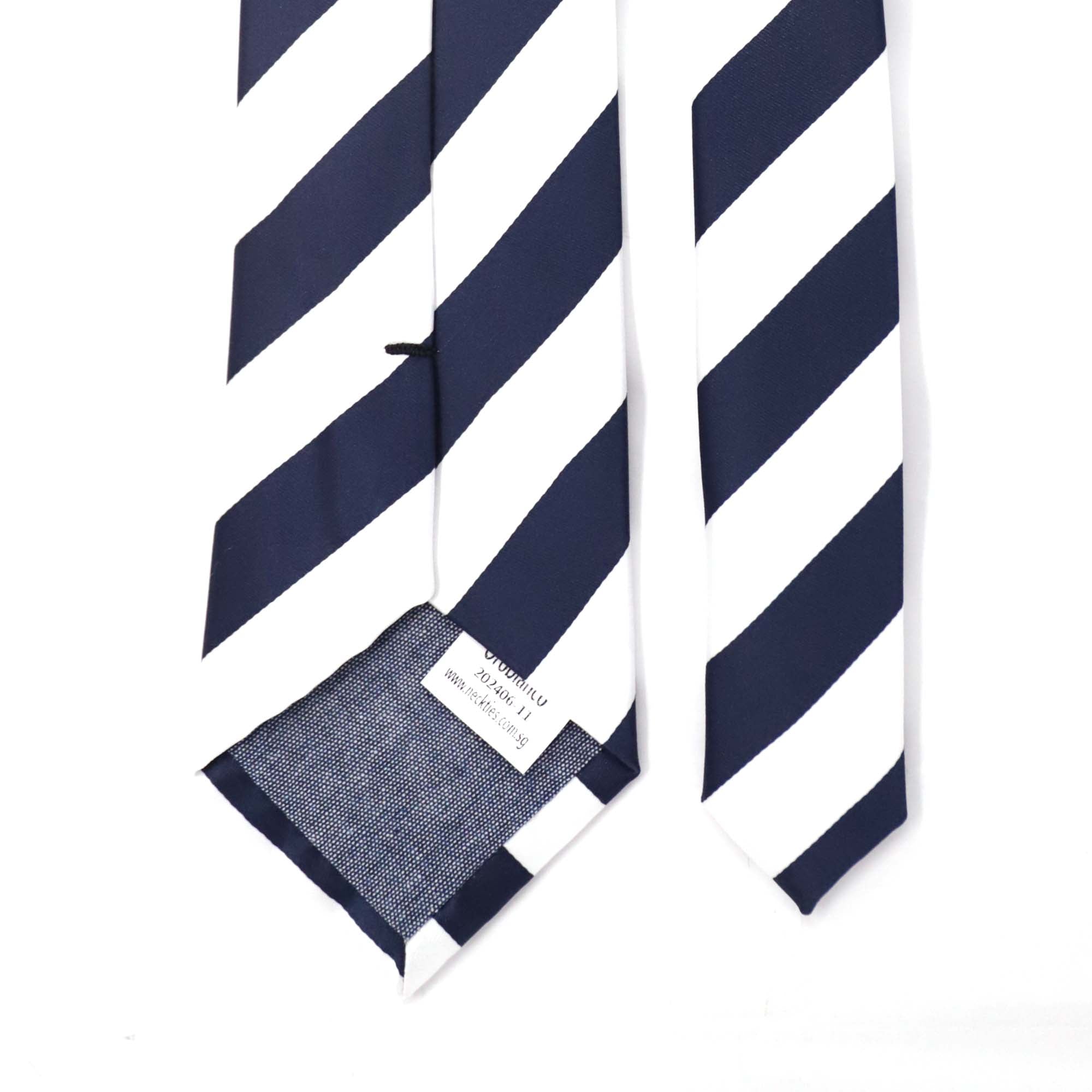 OroTie 8cm Stripes Tie in White and Blue