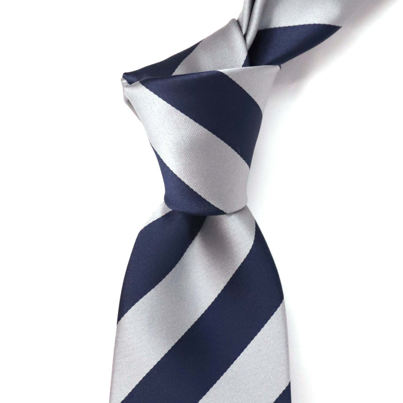 OroTie 8cm Stripes Tie in White and Navy