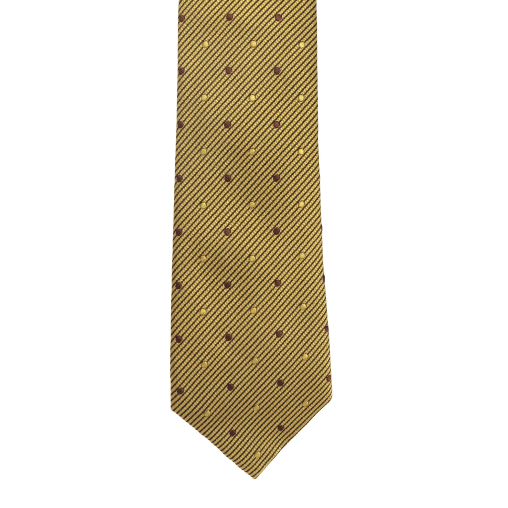 A.Azthom 8cm Golden and Brown Pokka Dot Woven Necktie