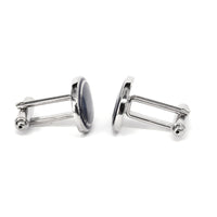 Classic Oval Enamel Blue Cufflinks with Blue circle