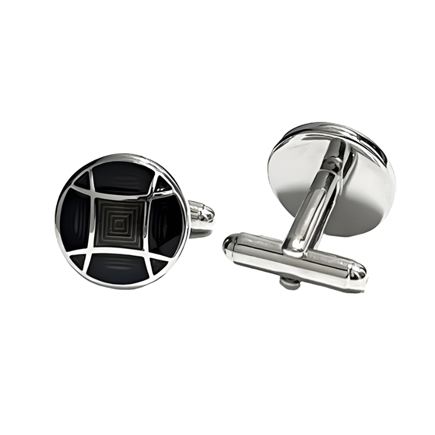 Dark Grey and Brown square Enamel Cufflinks ( Online Exclusive )