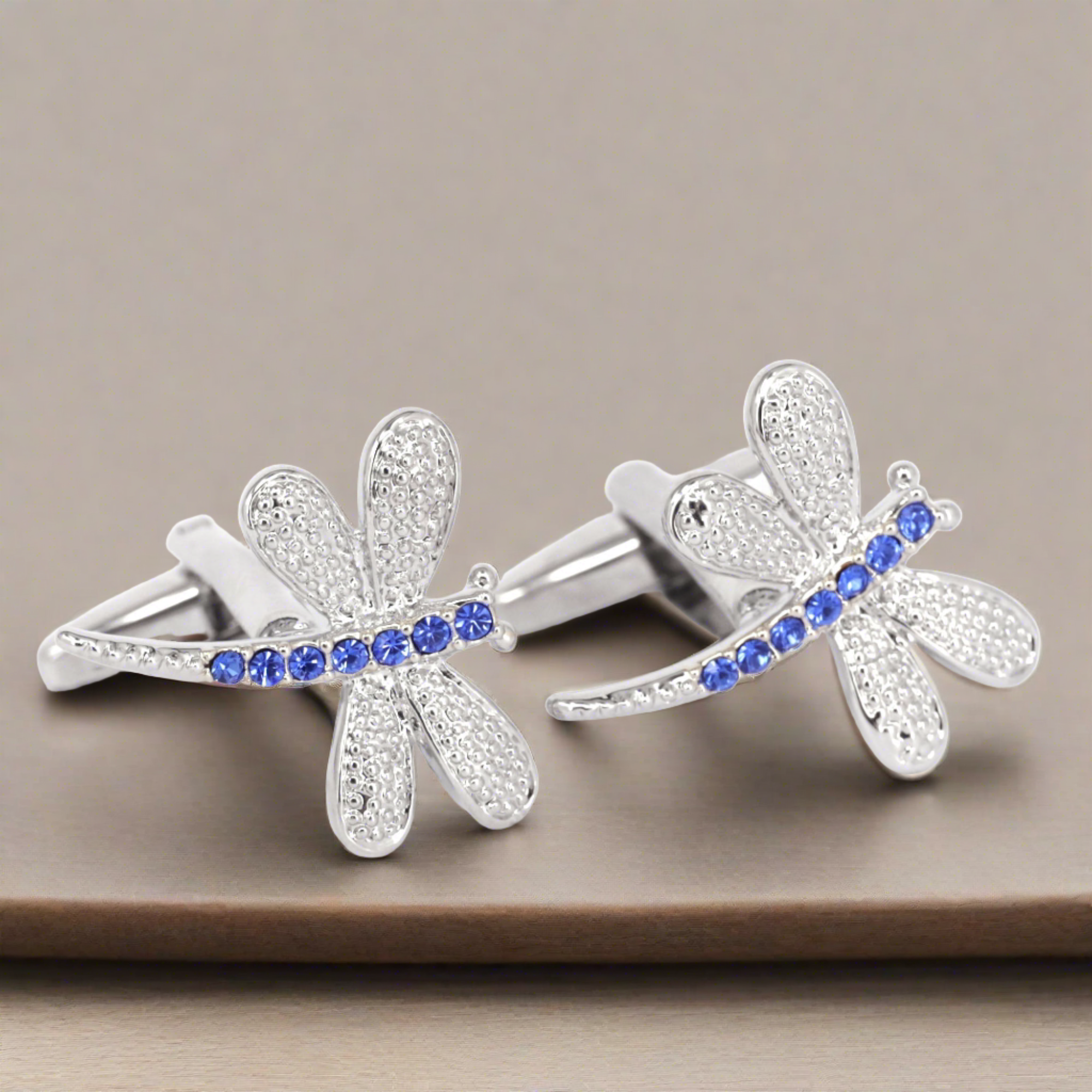 MarZthomson Dragonfly Cufflinks with Clear Crystals (Online Exclusive)