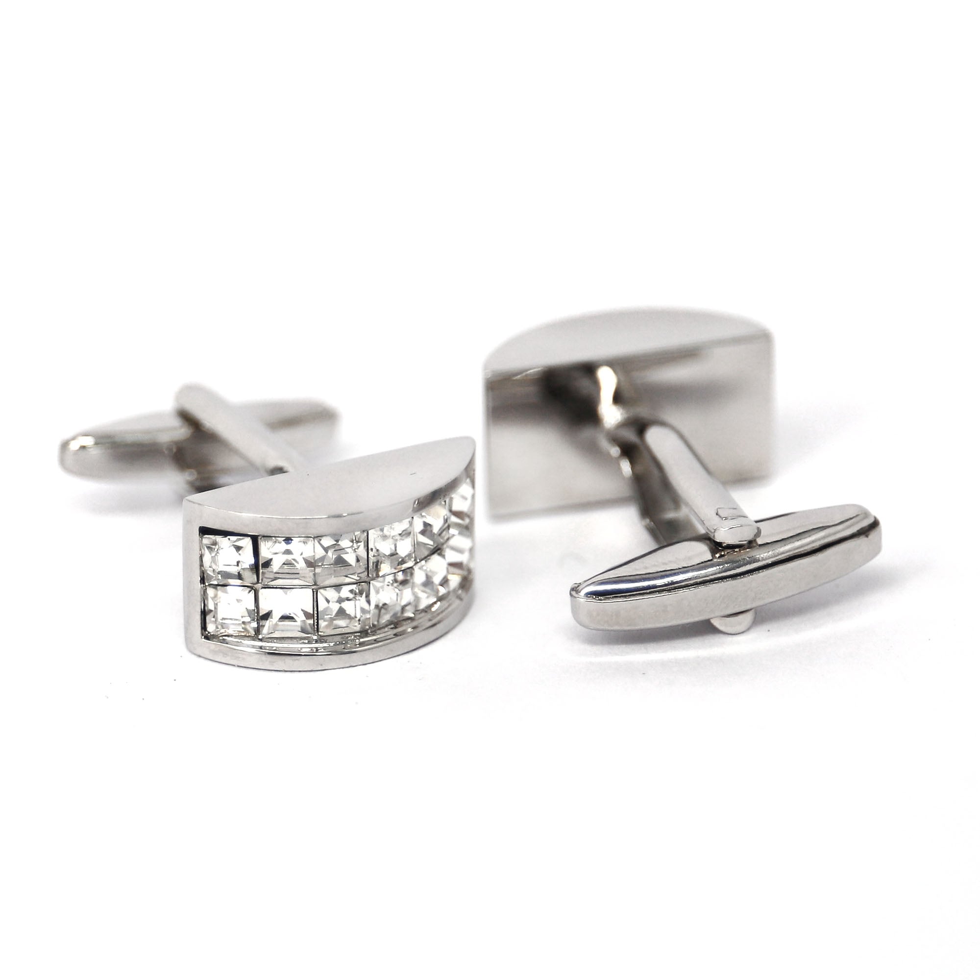 12Silver Vertical Clear Crystal Cufflinks (Online Exclusive)