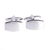 Rectangle Silver Cufflinks with Smooth Edge and Black Enamel Interlining (Online Exclusive)