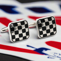 MarZthomson Black and Silver Checkered Cufflinks (Online Exclusive)