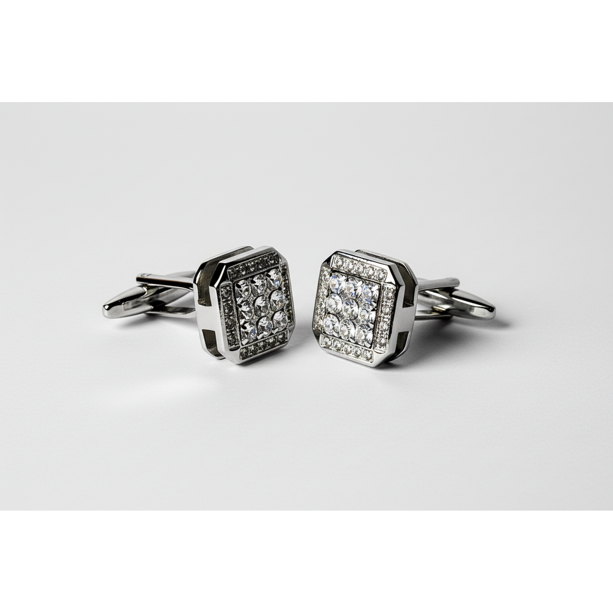 Crystal  square Silver Cufflinks - Orobianco L'unique