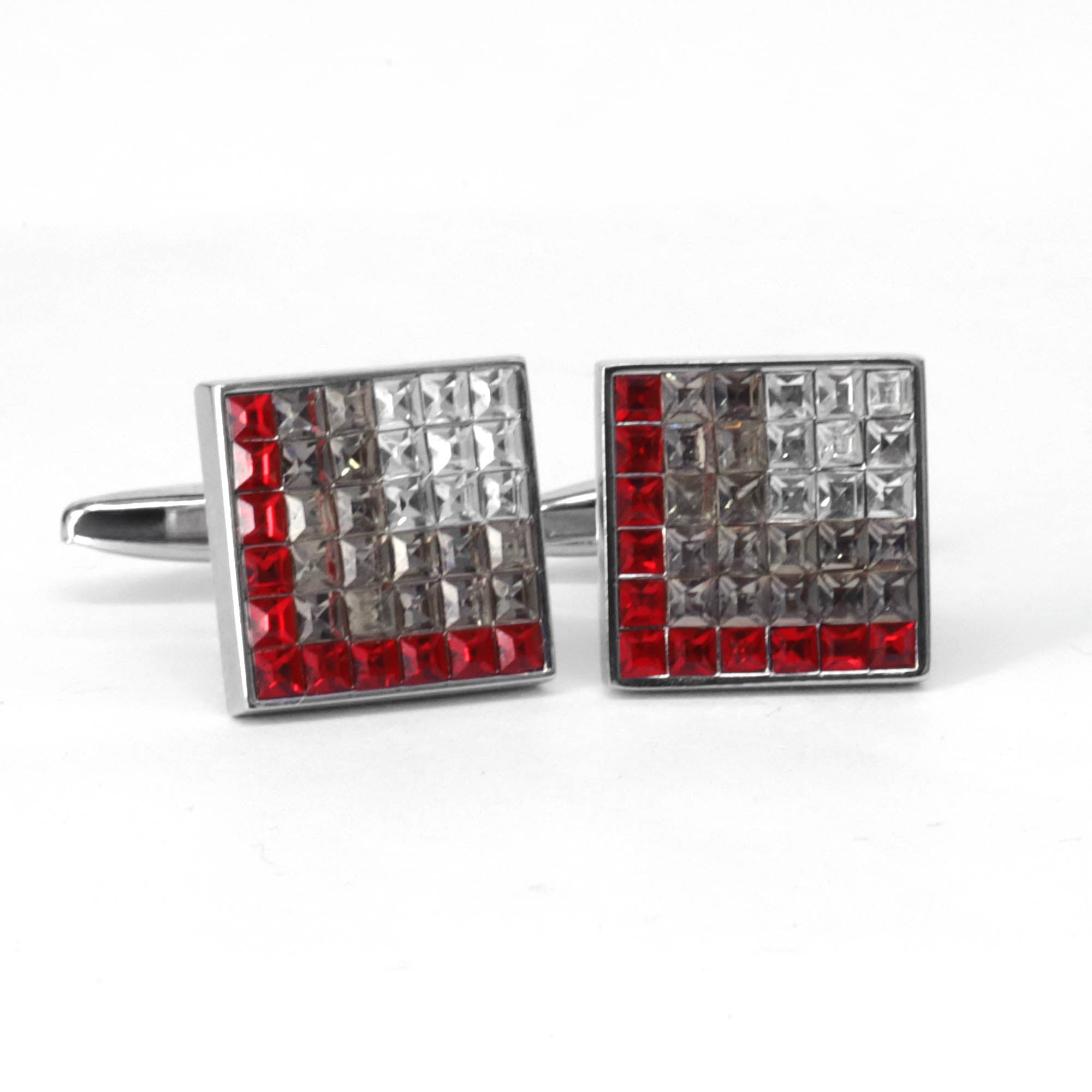 8 Gradient Light Red and Grey Crystal Cufflinks (Online Exclusive)