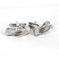 MarzThomson Silver and White crystal  Slipper Cufflinks (Online Exclusive)