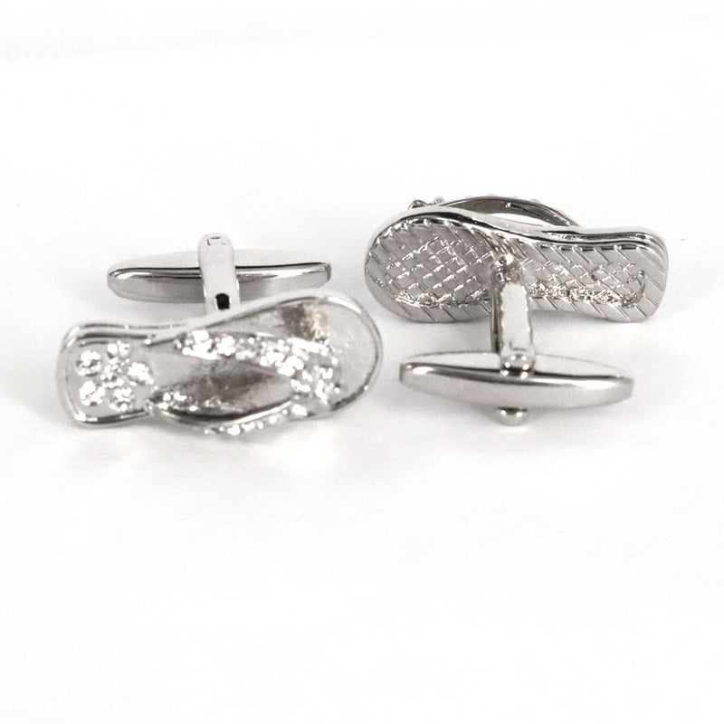 MarzThomson Silver and White crystal  Slipper Cufflinks (Online Exclusive)