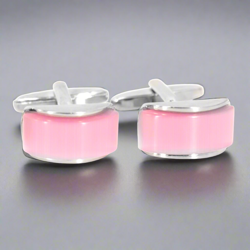 Pink Spherical wedgefiber ( D-Shape) Fiber Optic Cufflinks (Online Exclusive)