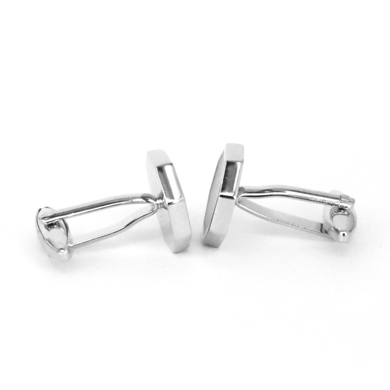 Silver Octagon Cufflinks with Black Enamel