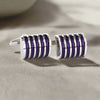 Rectangle Purple Enamel with Blue and silver Stripe Grill Cufflinks (Online Exclusive)