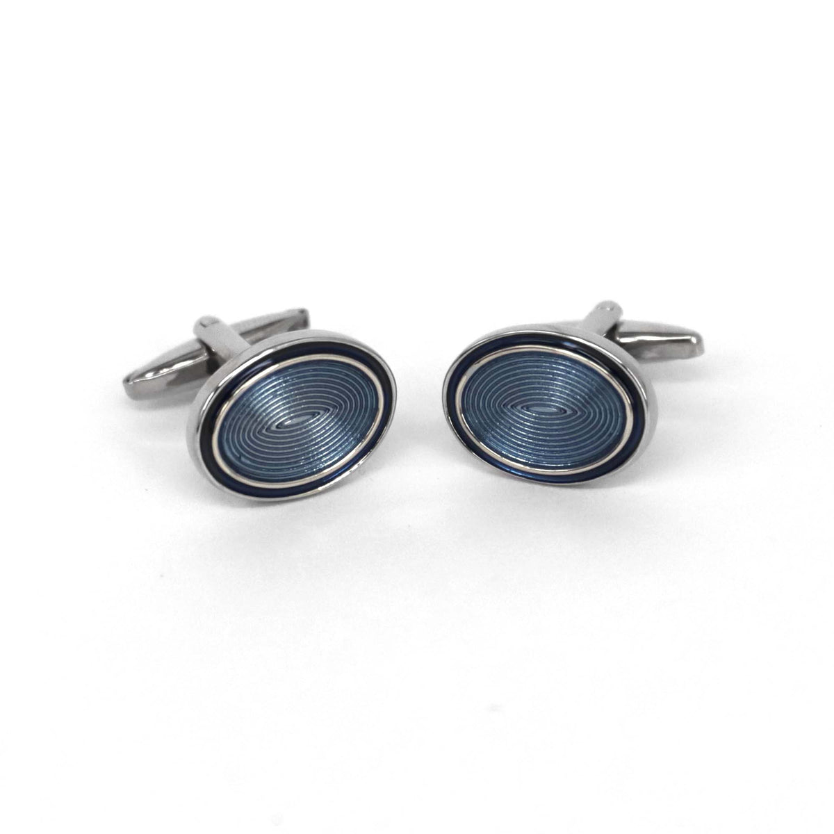 Classic Oval Enamel Blue Cufflinks