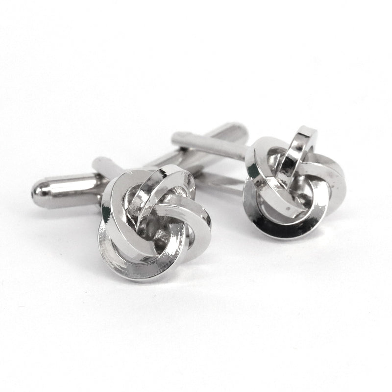 Silk Knot in  Silver-toned brass cufflinks (Online Exclusive)