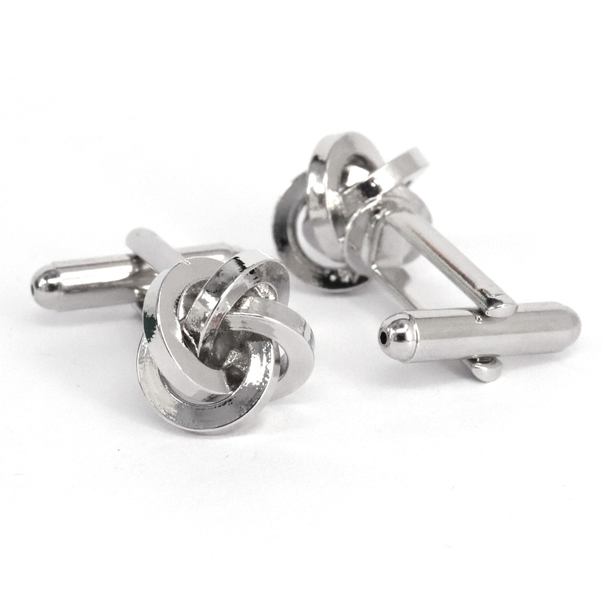 Silk Knot in  Silver-toned brass cufflinks (Online Exclusive)