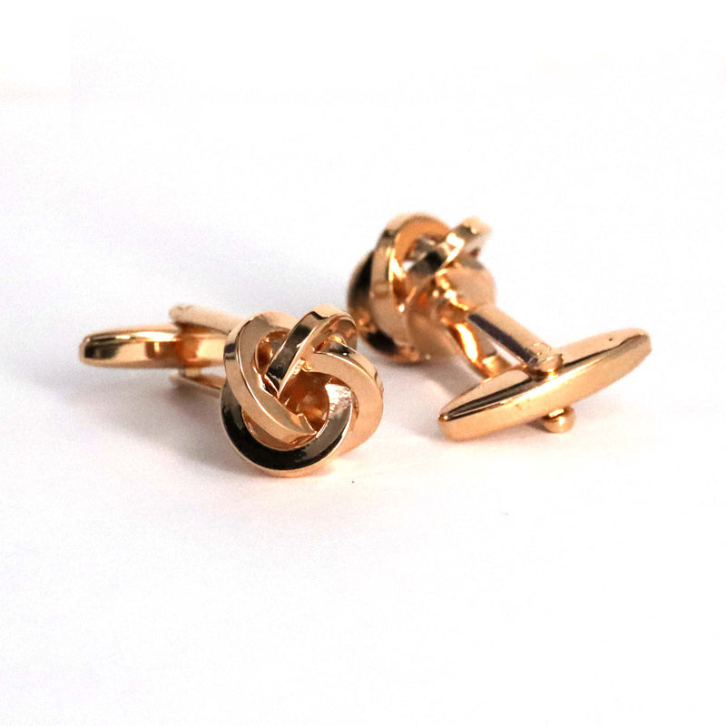 Rose Gold  Knot Cufflink with flat wire