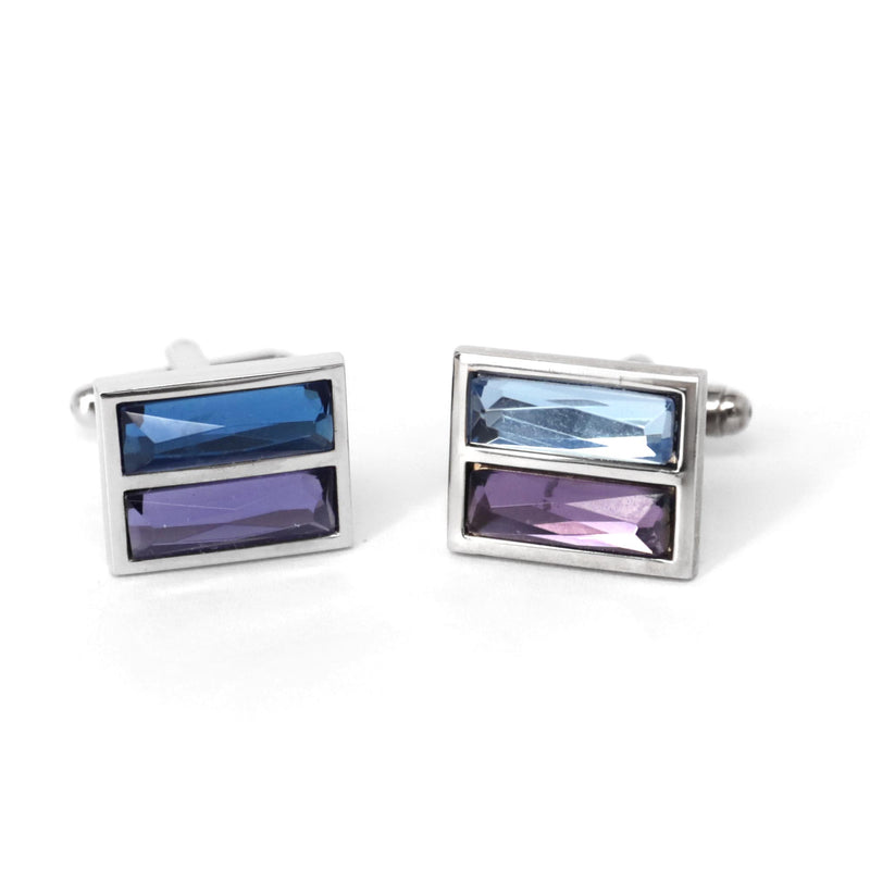 Rectangular Blue and Purple Fiber Glass Cufflinks (Online Exclusive)