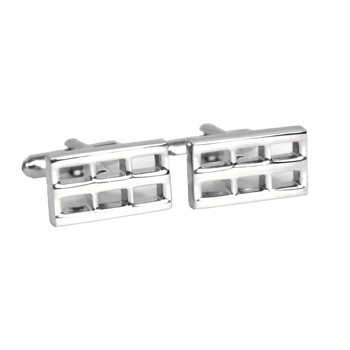 Silver Rectabgle Grill Cufflinks